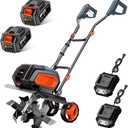 Cordless Electric Tiller Garden Cultivator TaskStar 40V Power Tiller Total 5000mAhx2 Battery Powered Rototiller 14" Width 9"Depth Tiller for Gardening,Dynamical Brushless Motor Enable Smooth Workflow