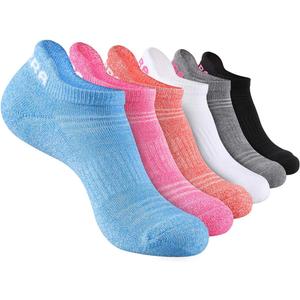 Womens Ankle Socks 6-Pairs Athletic Running Sport Socks With Cushioned Sole (White, 6 Pairs Multicolor (Women Shoe 6-10))