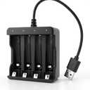 BEVIGOR 4 Bay AA AAA Battery Charger, USB C High Speed Independent Slot Charger for NiMH NiCD Rechargeable Batteries, Home Travel Safety Charger with Overheat Protection