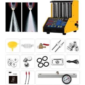 Fuel Injector Cleaner,CT150 EGI Fuel Injector Cleaner Tester, 4-Cylinder Ultrasonic Cleaning Machine with 12 Functions & Reverse Flushing, 28KHZ, 110V/220V for Professional Automotive and Motorcycle