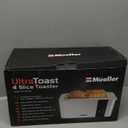 Mueller UltraToast Full Stainless Steel Toaster 4 Slice, Long Extra-Wide Slots for Bagels and Waffles, 6 Browning Levels, LED Display, Cancel/Defrost/Reheat Functions & Removable Tray, Kitchen Gadgets