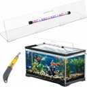 Sieral Aquarium Lids Polycarbonate Canopy with LED Light Without Center Brace Aquariums Cover Fish Tank Lid with a Hook Knife(Clear,20x10in)