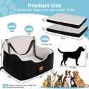 KYG Dog Car Seat for Large Medium Dogs up to 55 lbs or 2 Small Dogs, Memory Foam Booster Seat with Thick Cushion, Water-Resistant & Detachable Washable Cover, Pet Car Seat for Back, 2 Safety Leashes
