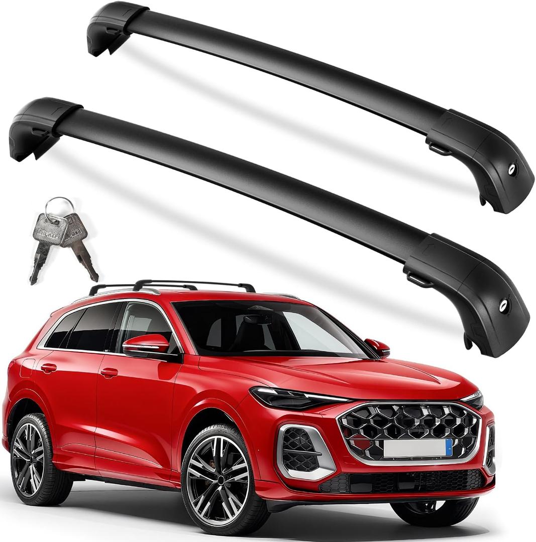 KINGGERI 300lb Lockable Roof Rack Cross Bars Compatible with Audi Q5 2018 2019 2020 2021 2022 2023 2024 2025 2026 with Flush Side Rails, Heavy Duty Aluminum Roof Rails Crossbars Luggage Accessories