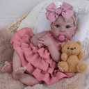 Aori Reborn Baby Dolls Lifelike - Realistic Life-Size 20 Inches Newborn Baby Doll Girls with Poseable Limbs and Feeding Kit Included, Nice Gift for Kids 3+ (Pink Dress)