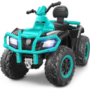 ELEMARA 24V 2 Seater Ride on ATV for Big Kids, Kids 4 Wheeler Battery Operated Toy, 5mph Max Speed,Electric Vvehicle,LED Headlights,Music,ATV for Kid Electric Quad for Boys & Girls, Light Green
