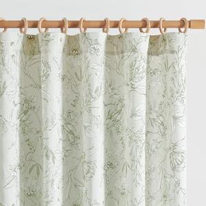 jinchan Floral Curtains 84 Inches Long Sage Green Flower Linen Farmhouse Curtain for Living Room French Country Vintage Curtain Rod Pocket Curtains Set 2 Panels Floral Printed