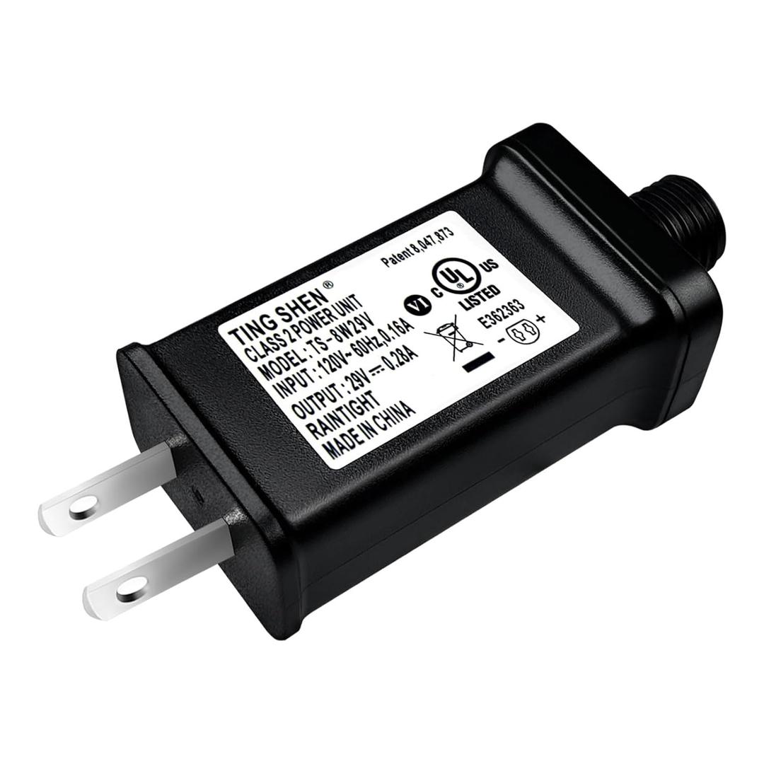 29V 0.28A 8W Class 2 Power Unit Model TS-8W29V LED Transformer Raintight IP44 US Plug Adapter, Seasonal-Use LED Driver for Ting Shen Replacement Parts String Light, Holiday Lighting