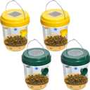 SPICA 4 Pack Wasp Traps Outdoor Hanging, Reusable, Solar Powered Bee Traps for Hornets, Bees, Yellow Jackets, Wasps with Led Light
