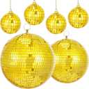 Large Mirror Gold Disco Ball: Bright Hanging Mirror Ball 6 Pcs Reflective Disco Ball - Bars Stages 70s KTV Shows Dance Music Festivals Decoration (10'', 8'', 3.2'')
