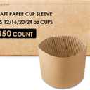 [850 COUNT]Harvest Pack Coffee Sleeves, Disposable Corrugated Brown Kraft Durable Paper Cup Sleeves, Fits 12/16/20/24 oz Cups, Recyclable Cup Sleeve Holder, Hand Protector for Coffee, Tea or Hot Drink