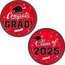 Gatherfun Graduation Party Supplies 2025 Graduation Party Dinnerware Red Disposable Paper Plates for Congrats Grad Party Decorations, Serve 80