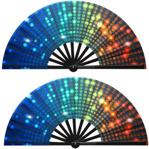 Large Folding Hand Fan, Folding Hand Fan for Women, Hand Fans,Chinese Kung Fu Tai Chi Hand Fan for Party, Dance, Decorations, Festival, Gift,Wall Decoration. (Polka Dot Pattern, 2 Pack)