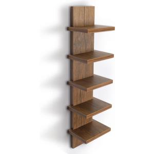 5 Tier Wall Shelves Brown, Vertical Column Shelf Floating Storage Home Decor Organizer Tall Tower Design Utility Shelving Bedroom Living Room