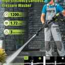 Portable Pressure Washer Cordless 2 Batteries - 1200PSI Brushless Battery Powered Power Washer with 6-in-1 Nozzle, Foam Cannon, 3 Power Level, Hand Held Pressure Washer for Cars Patio Driveway (Green)