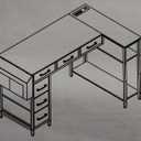 Casaottima L Shaped Computer Desk, 48 Inch Small Corner Desk with Storage Shelves & PC Stand, Reversible Gaming Desk for Bedroom, Modern Writing Study Table for Home Office, Vintage