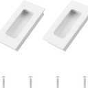 MOROBOR Recessed Finger Flush Pulls, 2pcs Warm White Rectangular Aluminum Handle Embedded Flush Sliding Door Pull for Cabinet Wardrobe Drawer (80mm)