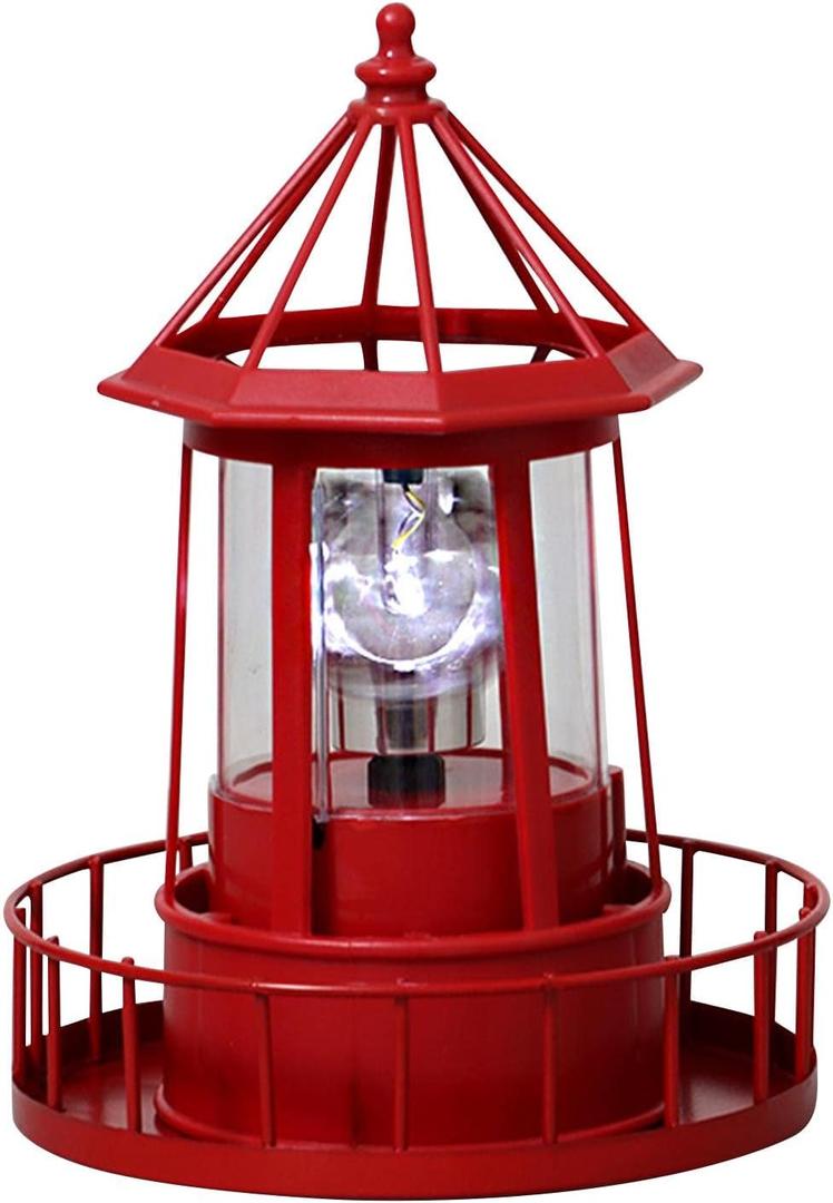 Solar Lighthouse Lamp, 360 Degree Rotating Lighthouse Light, Waterproof LED Solar Garden Landscape Lights for Lawn Patio Pond Yard Outdoor Decor