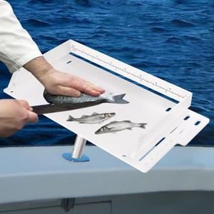 Bait Cutting Board for Boat, Boat Cutting Board with Fish Ruler for Fish Cleaning Station White Extended Fishing Fillet Table, In Single Rod Holder with Plier Storage and Knife Slot, Boat Accessories