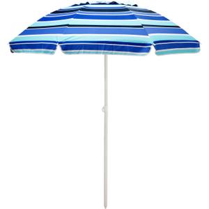 SUNNYFEEL Beach Umbrella 6ft, Portable Outdoor Umbrellas with Carry Bag Sand Anchor Push Button Tilt Pole UPF50+ UV Protection Windproof Sunshade Parasol for Beach, Patio, Yard, Garden (Blue)