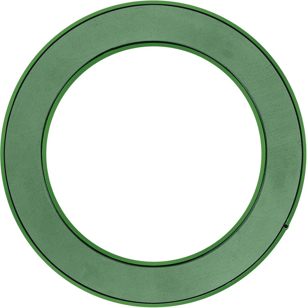 Yardwe Floral Foam with Sucker, 16.5 Inch Round Floral Wet Foam Ring with Reusable Base for DIY Flower Arrangement, Fresh & Silk Flowers, Wedding Car Decoration, Green