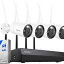 REOLINK 4K Security Camera System, 4pcs Outdoor 4K/8MP Plug-in WiFi 6 Cameras, Full Metal Material, Color Night Vision, Person/Vehicle/Animal Detection, 16CH WiFi NVR with 2TB HDD, RLK12-800WB4