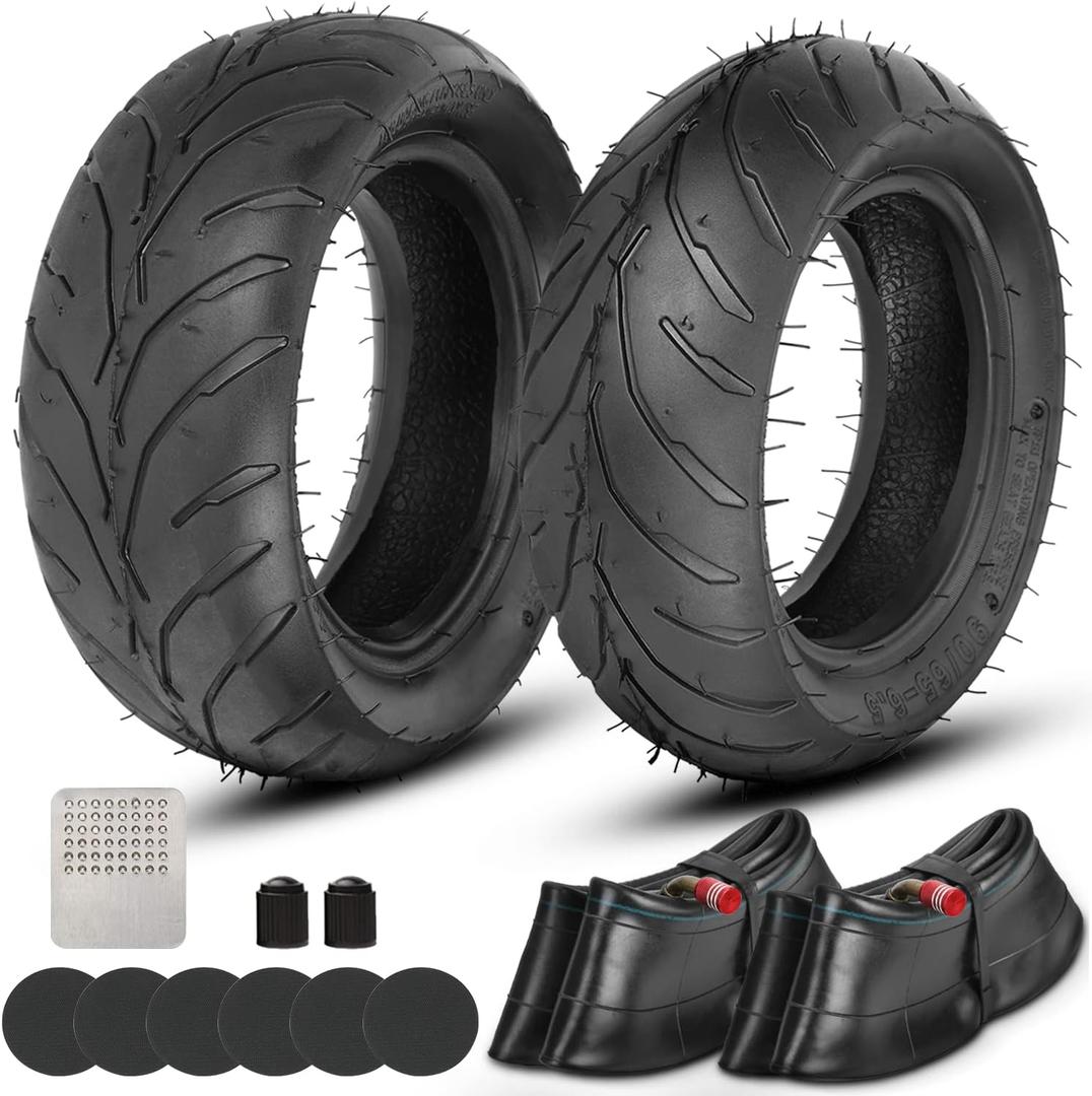 GREHUA 90/65-6.5 Front & 110/50-6.5 Rear Tire Inner Tube Compatible with 38cc 47cc 49cc Mini Pocket Rocket Pit Dirt Bike MTA1 MTA2 GP-RSR X-Treme Mototec F-RP X-PRO Blasty Parts with Bent Valve