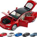 1/32 Scale Diecast Car Model S, Alloy Diecast Toy Cars Pull Back Toys with Sound and Light, Vehicles Toys for Kids Gift Car Lovers Collection (1/32 Model S -Red)