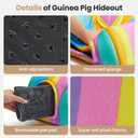Guinea Pig Hideout Soft Large Bed Tunnel with Door Curtain 2 Pack Guinea Pig Toys Set Bunny Bed Cage Accessories for Small Animals (Rainbow)