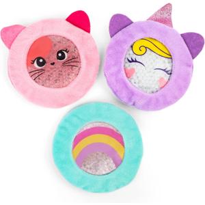 LotFancy Kids Ice Packs for Boo Boos, 3 Pack, Reusable Hot Cold Packs with Cute Plush Sleeves, Small Round Gel Beads Pads for Injuries, Headache, Fever, Wisdom Teeth, Pain Relief, 4.75