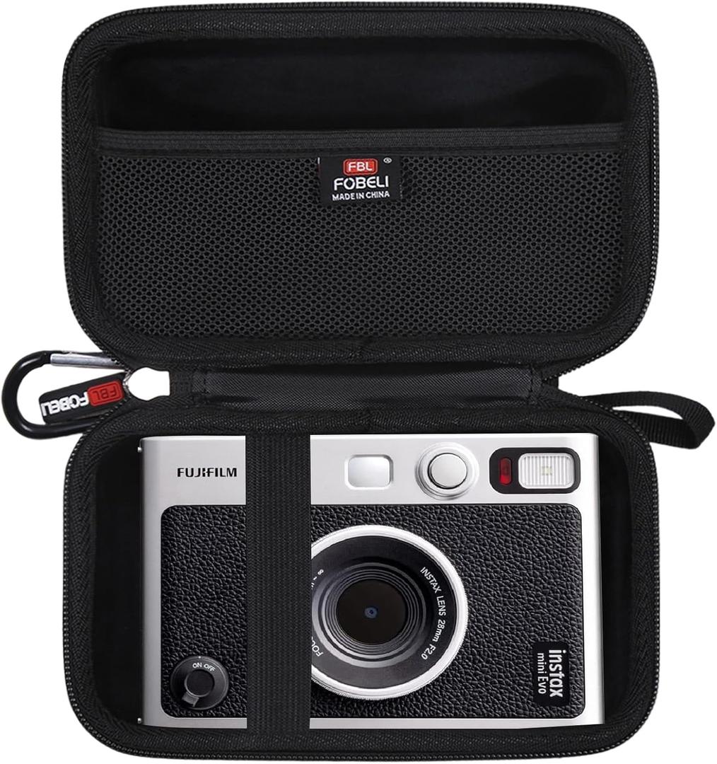 FBLFOBELI Hard Carrying Case for Fujifilm Instax Mini EVO Instant Camera, Mesh Pocket fit USB Cables, Film or Other Accessories