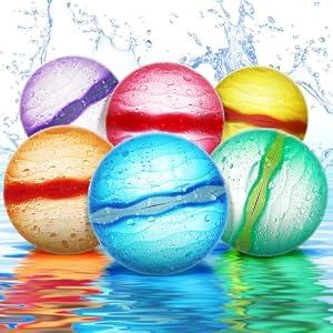 【6 Pack】Magnetic Reusable Water Balloons Fast Refillable for Kids Outdoor Activities, latex-free Kids Pool Beach Bath Toys