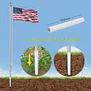 20FT Sectional Flag Pole Kit, 14 Gauge Extra Thick Heavy Duty Aluminum Outdoor In ground Flagpole for Residential or Commercial, Silver