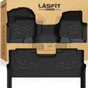 LASFIT Floor Mats for Ford F250 F350 F450 2017-2025 Crew Cab Front Bench Seat | Rear W/Fold-Flat Storage Carpet Floor Super Duty All Weather Protector TPE Car Floor Liner, 1st & 2nd Row, 2pcs Black