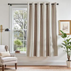 jinchan Blackout Curtain 72 Inch Length Beige Curtain for Bedroom Living Room Drape 1 Panel Greyish Beige Texture Grommet Top Window Treatment 84 Inches Wide by 72 Inches Long