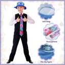 Halloween Zoo Fox Cosplay Costume, Hawaiian Printed Floral Tie, Blue Bucket Hat, One Size, Unisex for Cosplay Party