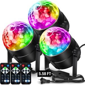 NEQUARE Disco Ball DJ Party Lights Sound Activated Remote Control Strobe Lamp 7 Modes Stage Light for New Years 2026 Room Dance Parties Karaoke Halloween Christmas Birthday Decorations 5.58Ft