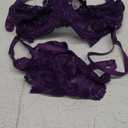 Lilosy Sexy Underwire Push Up Scallop Floral Lace Sheer Lingerie Set for Women Bra and Panty 2 Piece (Purple)