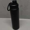 DOMICARE Insulated Water Bottle, 22 oz Vacuum Insulated Stainless Steel Reusable Sports Bottle with Straw Lid & Spout Lid for Travel, Camping, Bike, Leakproof, Black, 1 Pack