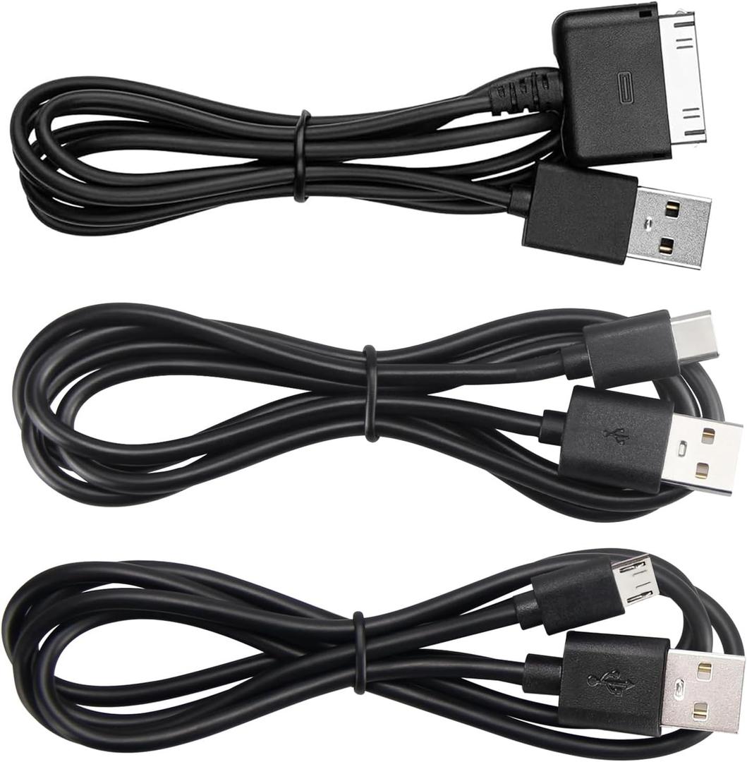 Smays 3-in-1 Replacement Charger Cable Kit for All Barnes & Noble Nook Tablets (HD, HD+, Color, Glowlight) - 3ft USB 2.0 Charging & Data Sync Cables