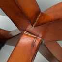 Leather Footrest Wood Ottoman, Rustic Foot Stool, Rectangle Footrest for Living Room Bedroom (Brown)