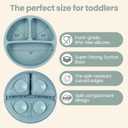 2 Pack Baby Plates with Suction, 2 Pack Silicone Forks and Spoons Set, Baby Led Weaning Supplies, BPA Free, Toddler Utensils for Feeding Essentials (Blue)