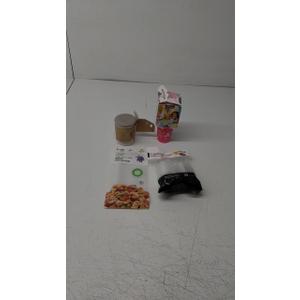 Snack Bags 3 CT, Condiment Cups 24 cups, 2oz, Wheat Fiber Cup with Spoon 4,9 oz. & Plastic Glasses 3 Pack, Set of 4