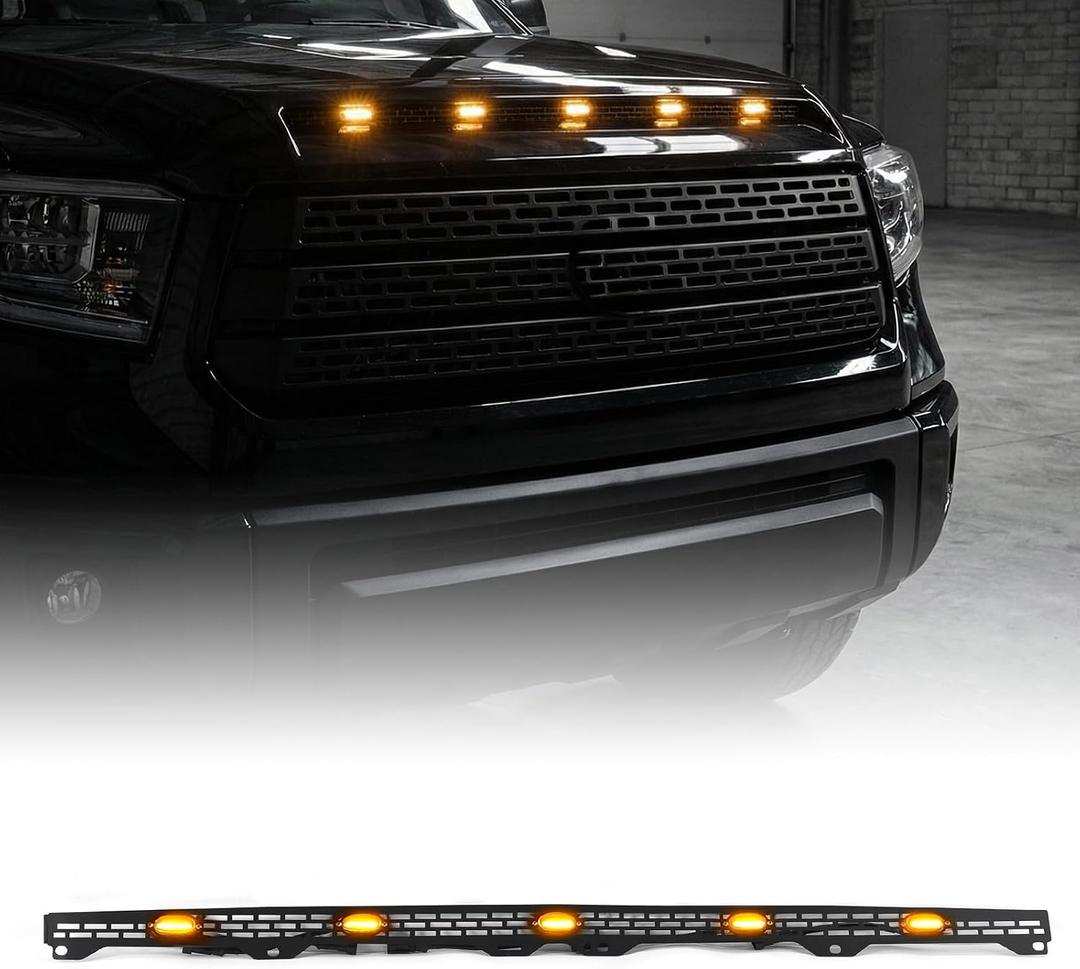 Front Upper Hood Bulge Insert Light for Toyota Tundra 2014-2021 Front Grill Inserts Amber Light