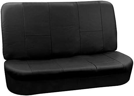 FH-PU002-1010 Classic Exquisite Leather Bench Seat Covers, Split Bench, Solid Black color