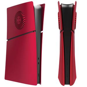 Cover Plates Faceplate for PS5 Slim Console, Replacement Side Shell Panels Face Plate with Cooling Vents ABS Anti-Scratch Accessories for PS5 Slim Digital Edition (Red)