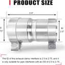 Stainless Steel 2.5 to 2.75 Inch Exhaust Adapter, 2.5" ID to 2.75" ID Exhaust Reducer Connector Pipe with Clamp