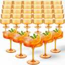36 Pcs Plastic Coupe Glasses 10oz Reusable Ribbed Martini Glasses Shatterproof Champagne Tower Unbreakable with Stem for Espresso Martini Whiskey Margarita Birthday Party Bar Home Wedding(Amber)