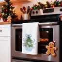 Christmas Chinoiserie Kitchen Towels Decor,Blue Bow Oyster Christmas Tree Towels Gifts,Blue Christmas Hand Towels for Bathroom Kitchen,Grandmillennial Decor,16x24 Inches