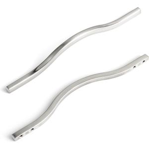 Goo-Ki Low Profile Satin Nickel Cabinet Pulls, Double Hole Centers (6.3''/7.6'') Zinc Alloy Handle for Drawer Cupboard Wardrobe,6 Packed